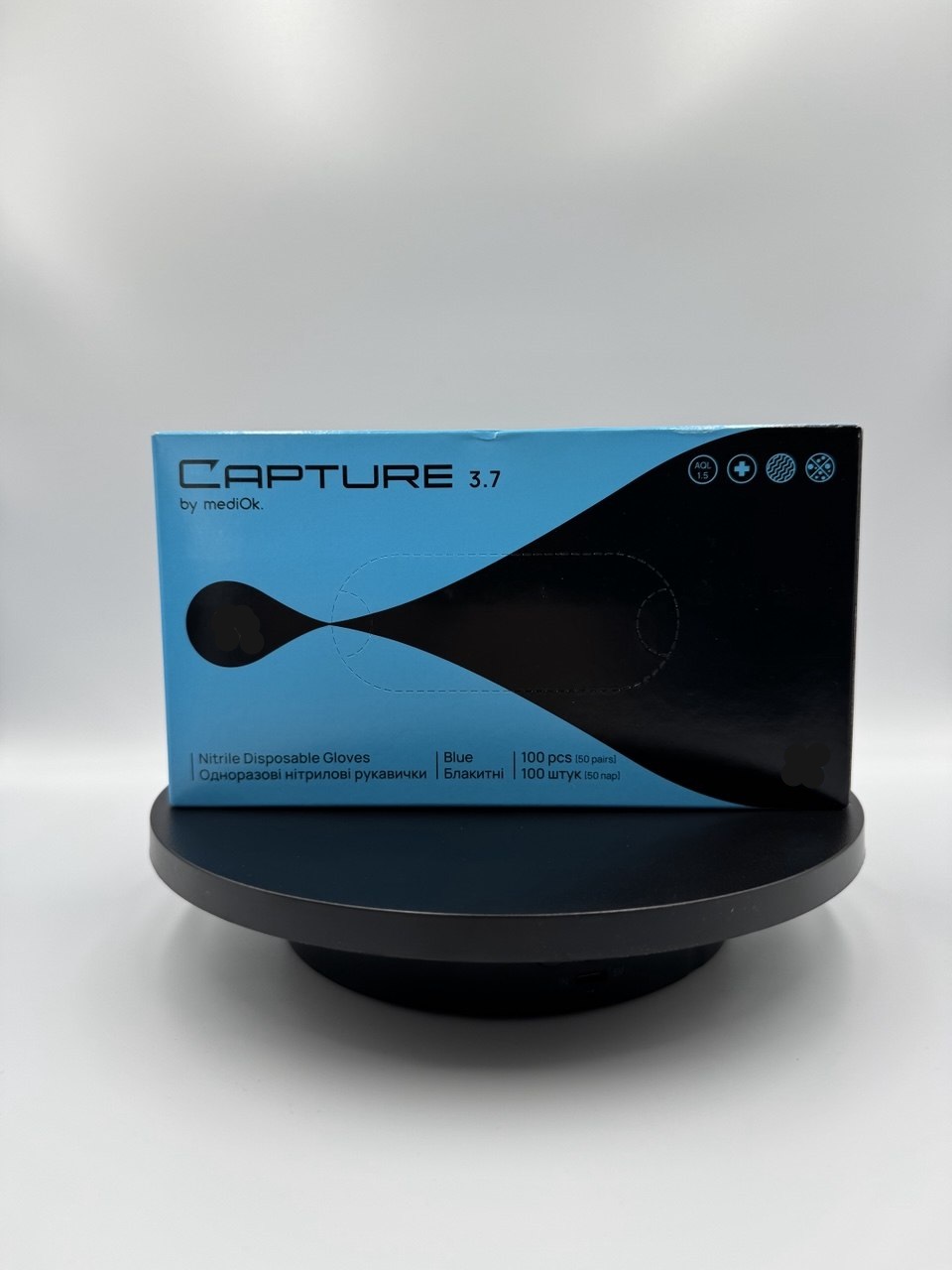 Рукавички CAPTURE Blue 3.7 нітрилові, діагностичні (оглядові), нестерильні, неопудрені, текстуровані, одноразові, колір блакитний, розмір S